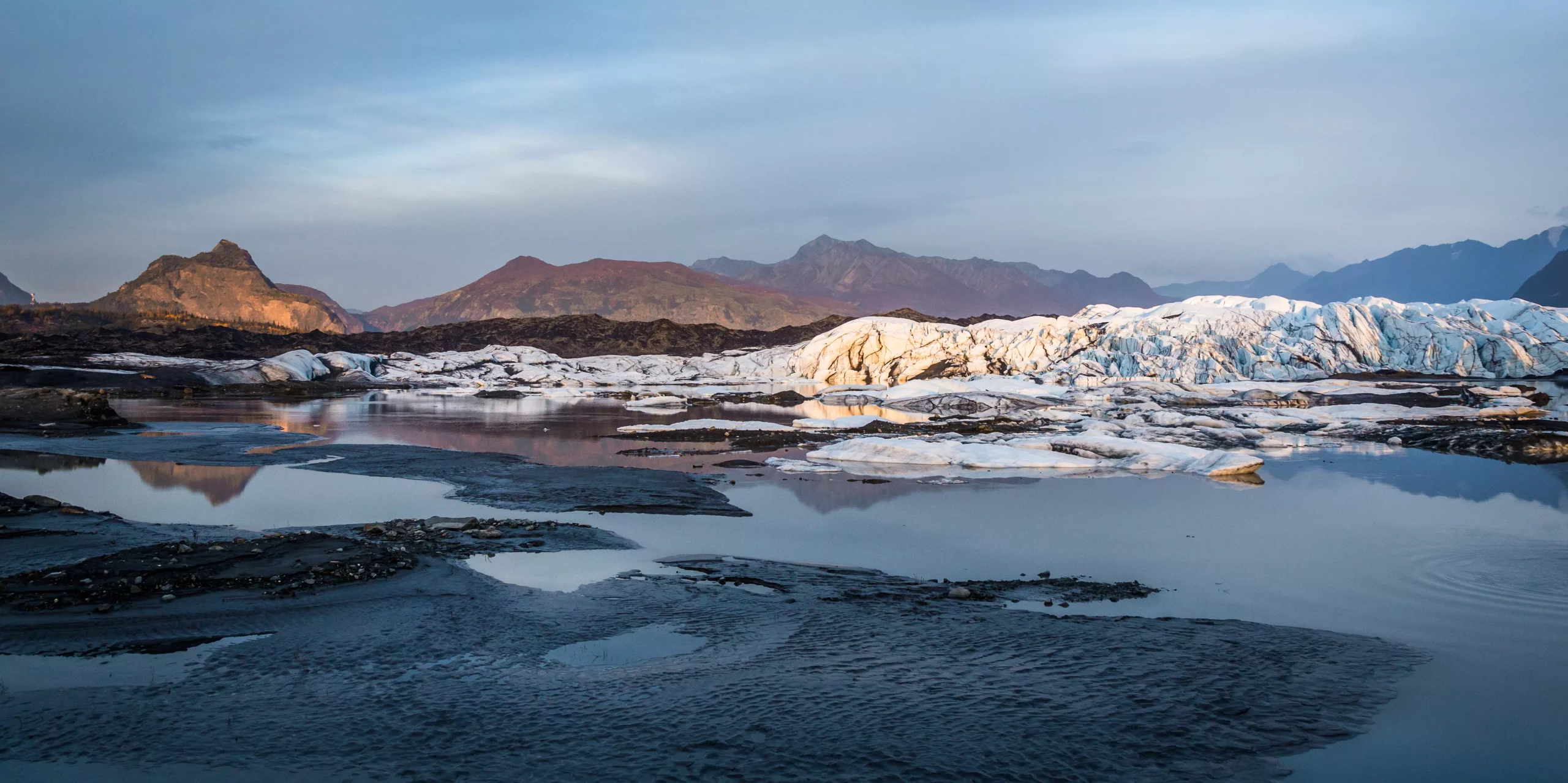 Sunset on Glacier Point and the icefall of the Matanuska Glacier