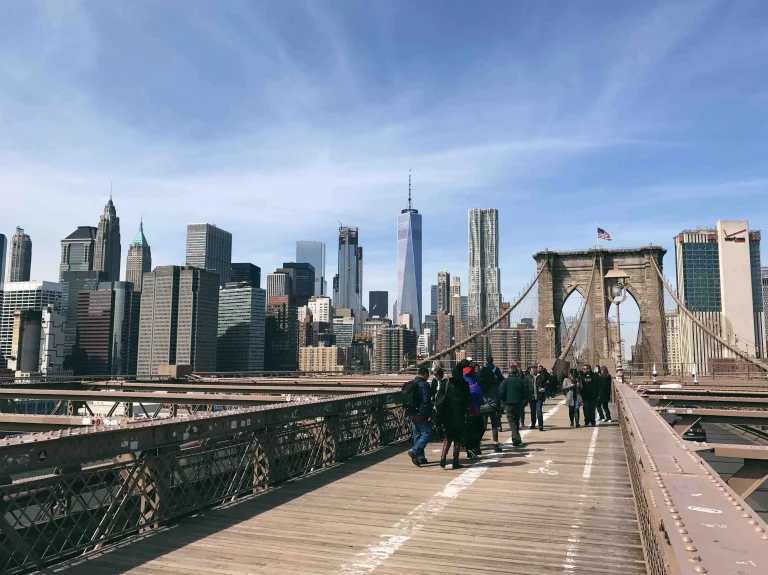 Walking across Brooklyn bridge