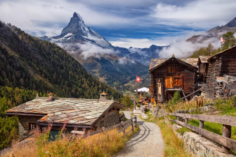 Zermatt. Landscape image of Swiss Alps with Matterhorn during autumn morning