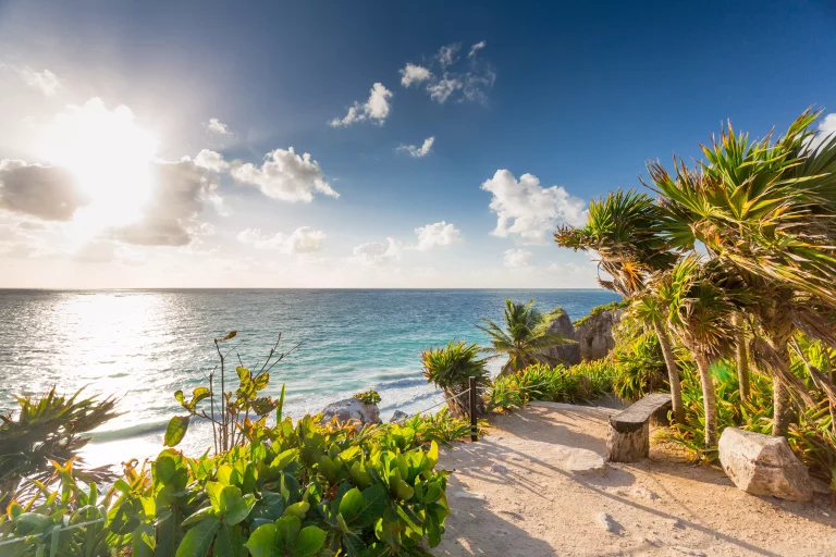 Sunrise on Tulum coast, Mexico