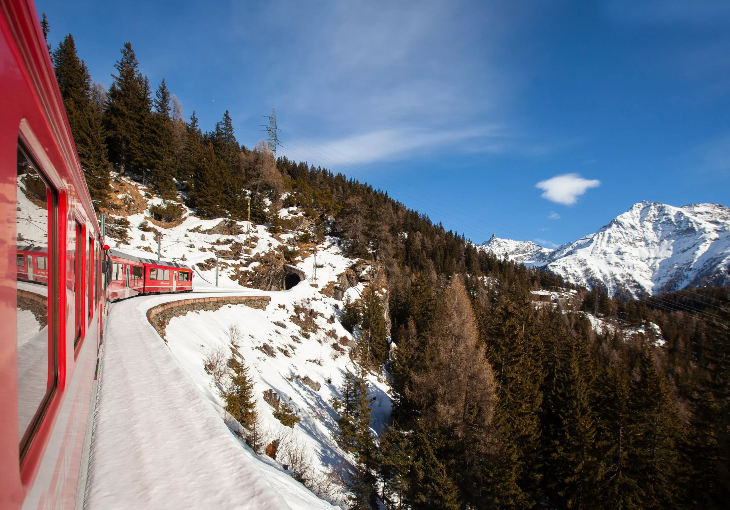 Red Express in the Winter Season, Swiss Alps Grindelwald, Switzerland